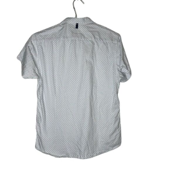 W.R.K. Short Sleeve Button Down White with Small Blue Print Shirt in Size Medium - Picture 5 of 6